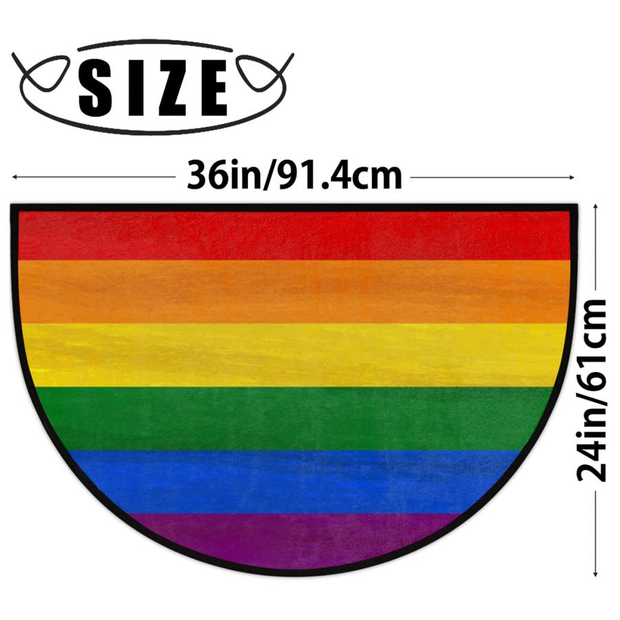 【並行輸入品】30X18 Inch Colorful Rainbow Pattern Half Round Door Mat Indoor Eの画像