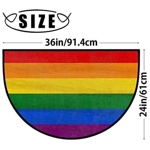 【並行輸入品】30X18 Inch Colorful Rainbow Pattern Half Round Door Mat Indoor Eの画像