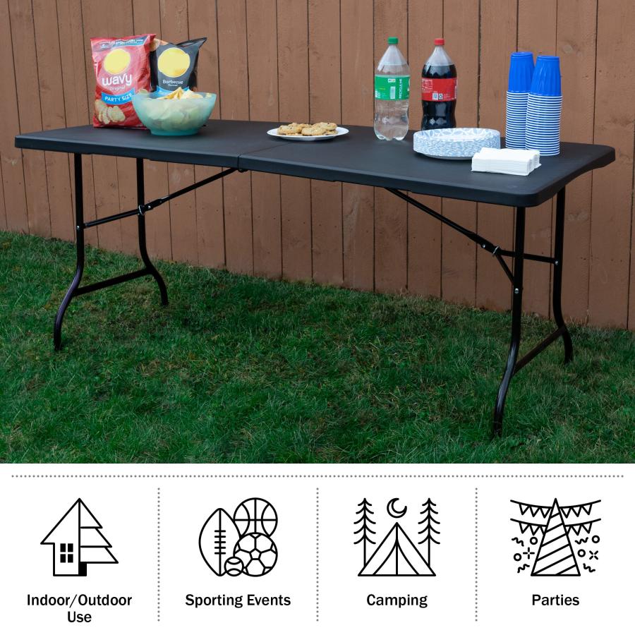 【並行輸入品】Everyday Home， Black 6 Foot Folding Table_9