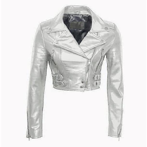【並行輸入品】Women Chic Black Cropped Asymmetrical Leather Jacket   Caf〓 Raceの画像