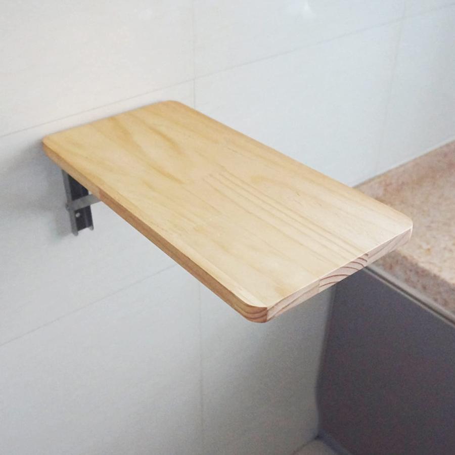 【並行輸入品】キッチンリビングルーム用折りたたみウォールテーブル、無垢材とステンレススチールブラケット |ウォールマウントテーブル 折りたたみ式_6