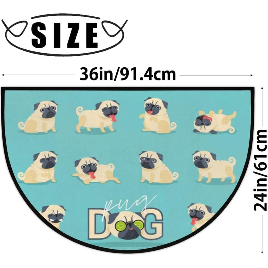 【並行輸入品】30X18 Inch Cute Animal Pug Dog Pattern Half Round Door Mat Indooの画像