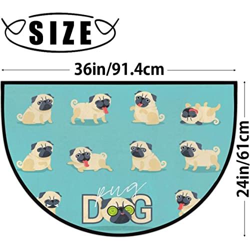 【並行輸入品】30X18 Inch Cute Animal Pug Dog Pattern Half Round Door Mat Indooの画像