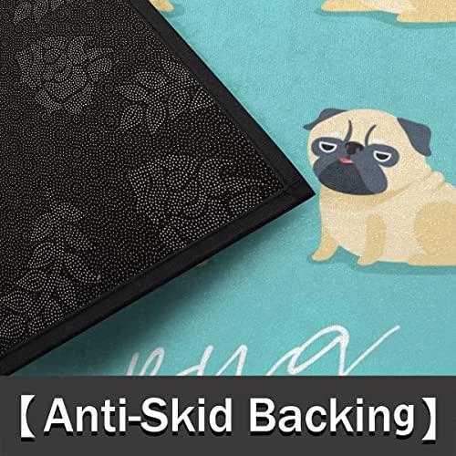 【並行輸入品】30X18 Inch Cute Animal Pug Dog Pattern Half Round Door Mat Indooの画像