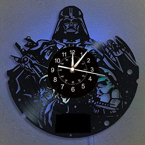 【並行輸入品】LED ビニール レコード 壁時計 SF 戦争 ファン ギフト 男性 男の子 クリエイティブ 7色 ナイトライト 壁掛け時計 12_1