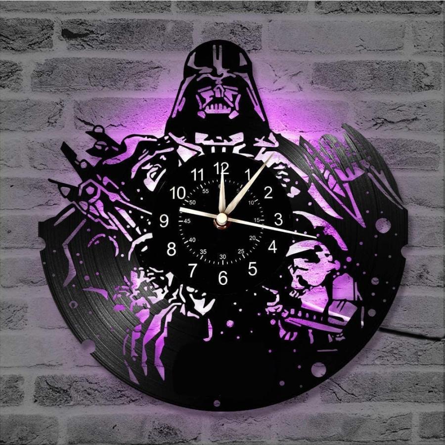 【並行輸入品】LED ビニール レコード 壁時計 SF 戦争 ファン ギフト 男性 男の子 クリエイティブ 7色 ナイトライト 壁掛け時計 12_3