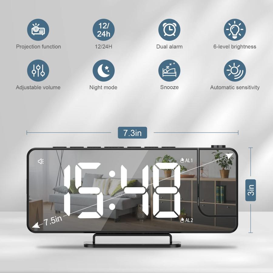 【並行輸入品】Ankilo プロジェクション目覚まし時計 Ankilo Projection Alarm Clock for Bedroom C_3