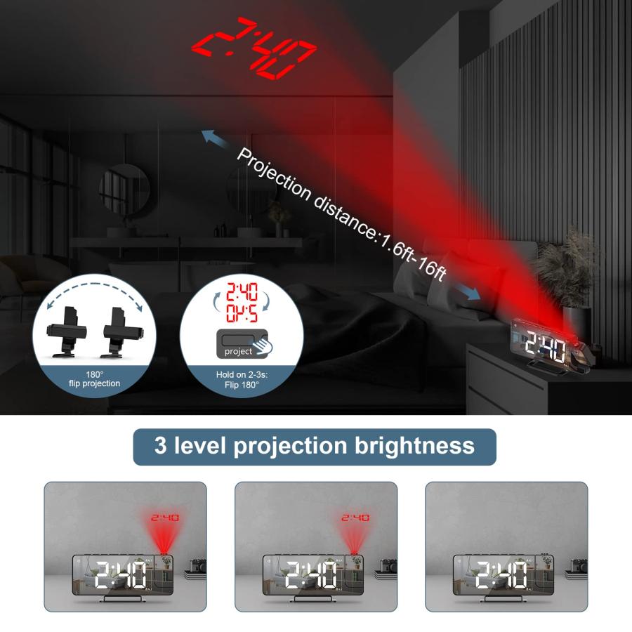 【並行輸入品】Ankilo プロジェクション目覚まし時計 Ankilo Projection Alarm Clock for Bedroom C_6