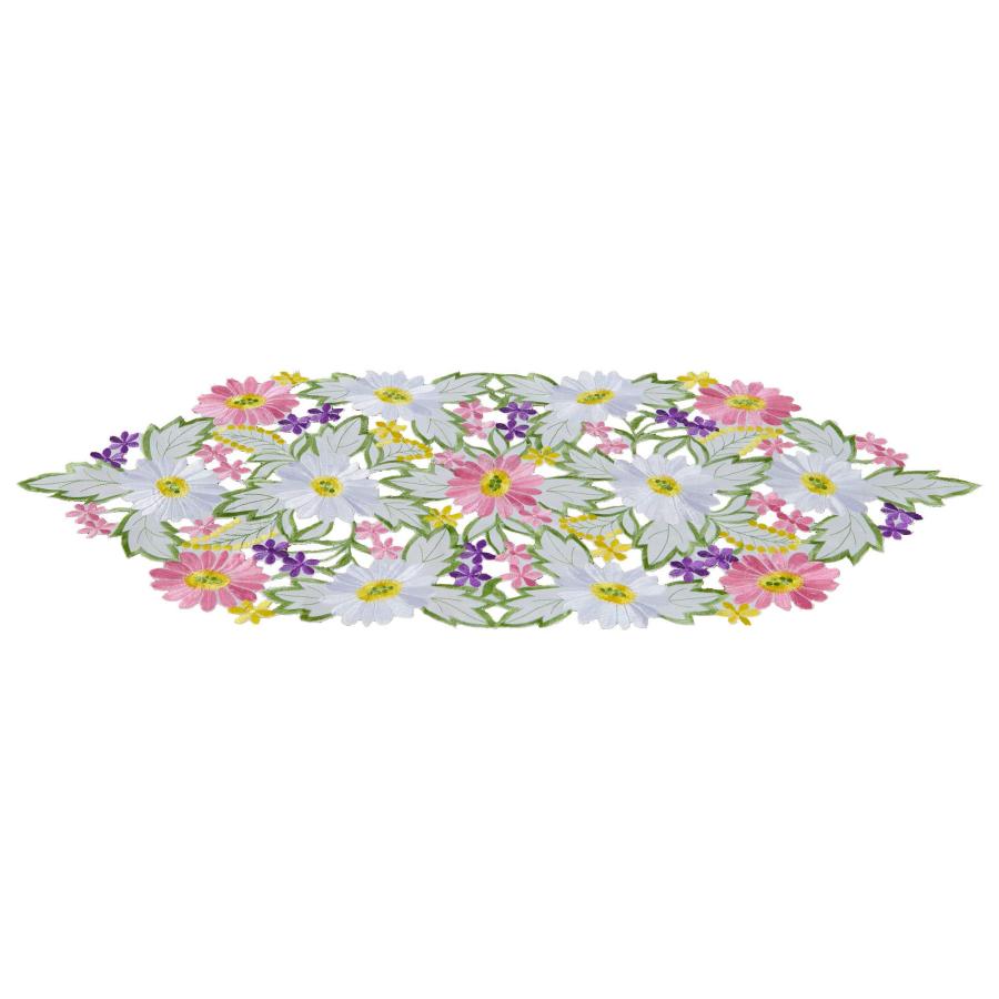 春のデイジーテーブルランナー 刺繍フラワリーテーブルリネン ホームデコレーション 13 x 34インチ AMARED 【mylystar】 並行輸入品