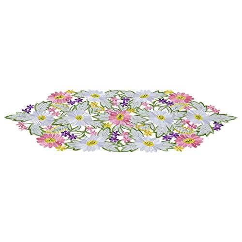 春のデイジーテーブルランナー 刺繍フラワリーテーブルリネン ホームデコレーション 13 x 34インチ AMARED 【mylystar】 並行輸入品