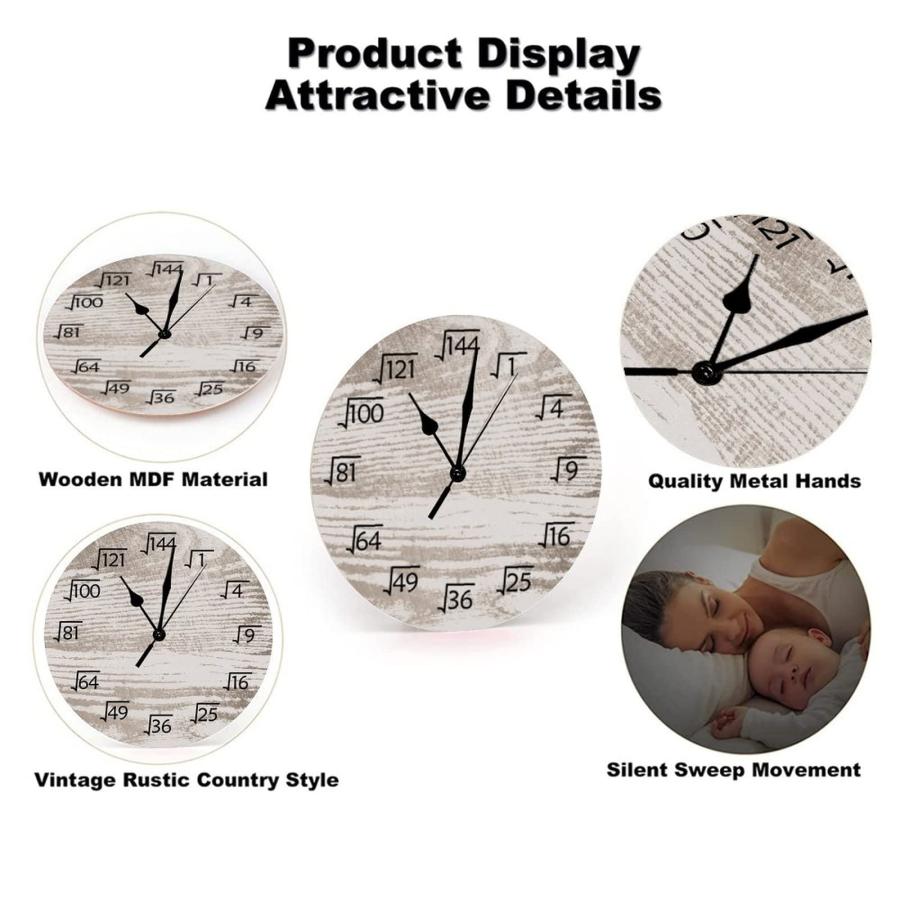 【並行輸入品】LetusZhogo Classroom Wall Clock 10 Inch, Math Themed Modern Crea_3