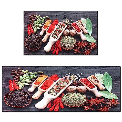 【並行輸入品】Capricorn US 2 Pcs Kitchen Rug Set Non Slip Spice Kitchen Rugs