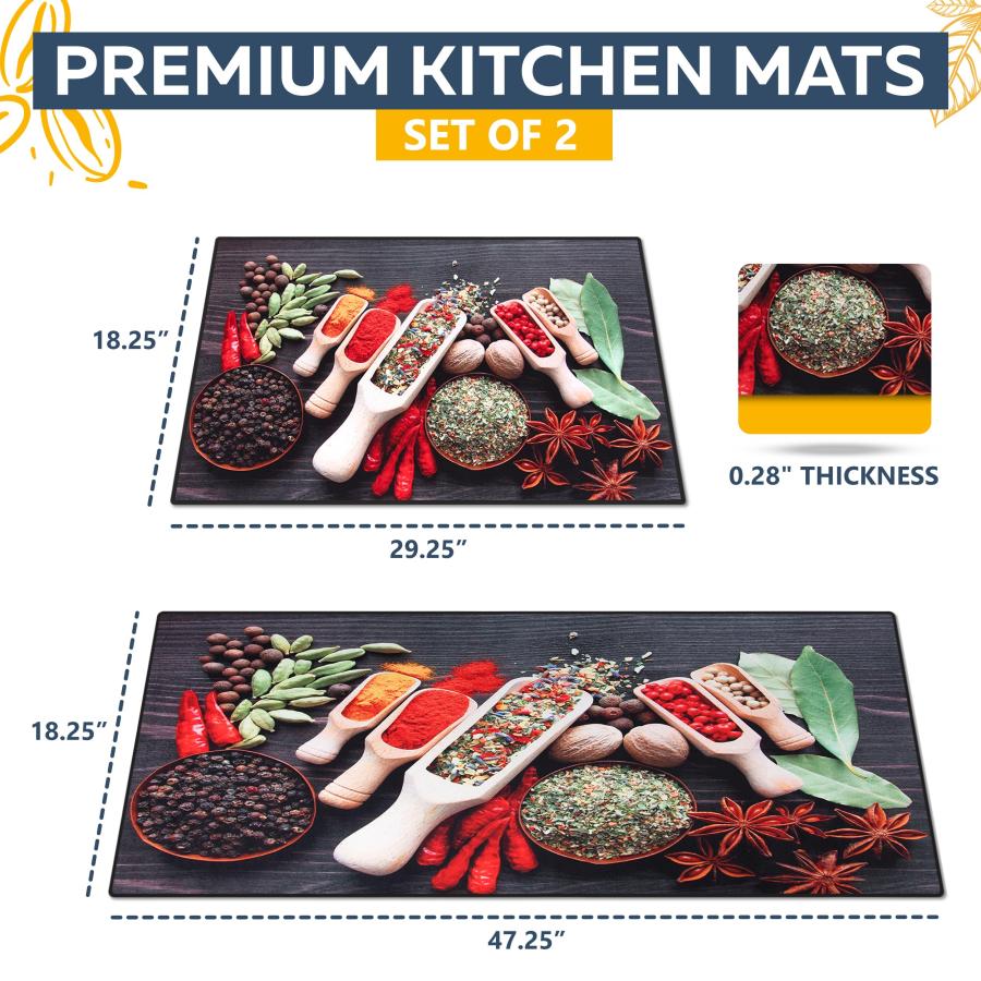 【並行輸入品】Capricorn US 2 Pcs Kitchen Rug Set Non Slip Spice Kitchen Rugs