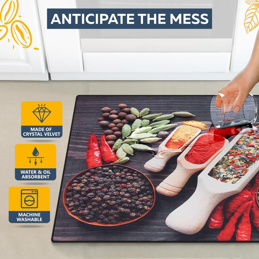 【並行輸入品】Capricorn US 2 Pcs Kitchen Rug Set Non Slip Spice Kitchen Rugs