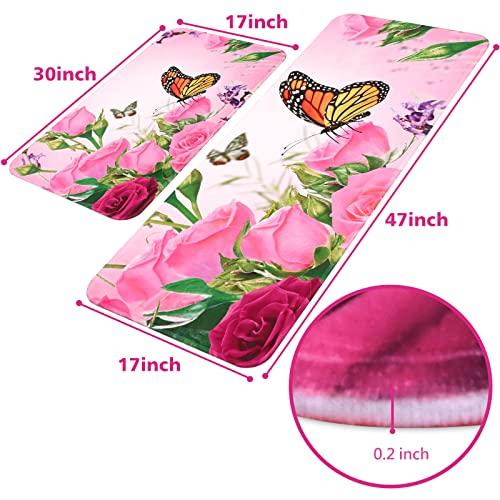 【並行輸入品】FRAMICS Kitchen Mats 2 PCS， Boho Floral Kitchen Rugs， Flower But_4