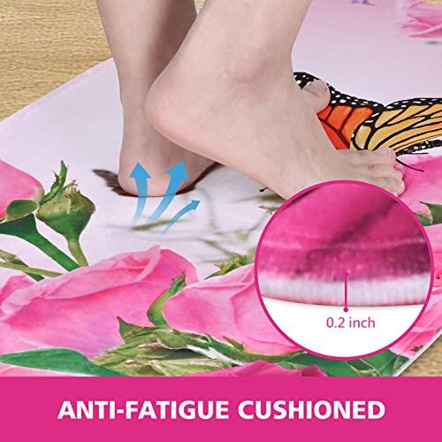 【並行輸入品】FRAMICS Kitchen Mats 2 PCS， Boho Floral Kitchen Rugs， Flower But_7