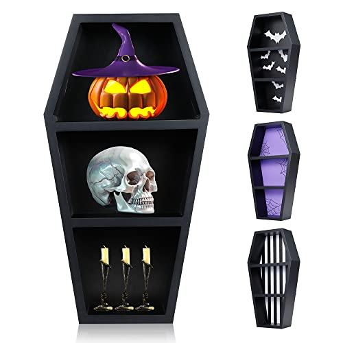 ネット公式店 Gothic Life Coffin Shelf Spooky Wooden Goth Decor for Home， Bl 並行輸入品