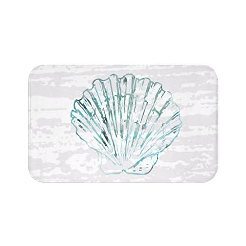 【並行輸入品】Aqua Seashell バスマット ビーチリゾートバスルーム用 ティールクラムシェルフロアマット バスセット アクアビーチバス