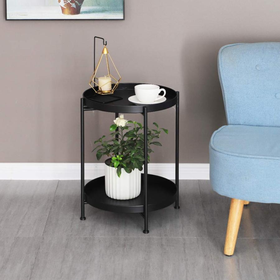 並行輸入品】LITA エンドテーブル メタルラウンドトレイ 2段サイド  