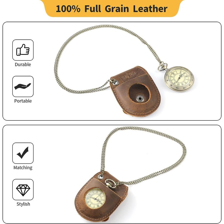並行輸入品】Ringsun レザー懐中時計ケース 小型時計ケース ブラウン