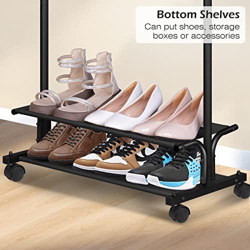 【並行輸入品】MISSLO 2 Shelves Clothing Racks for Hanging Clothes Rolling Garmの画像