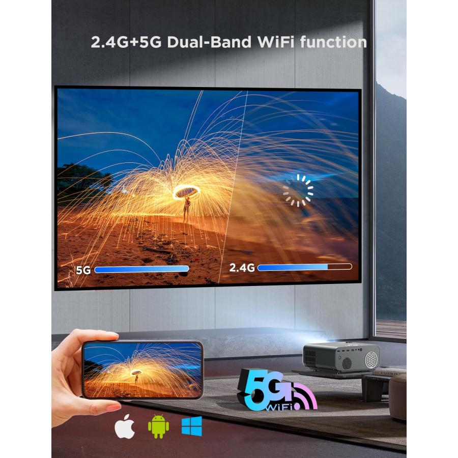 Projector with 5G WiFi and Bluetooth, VACASSO Native 1080P Porta 並行輸入品｜import-tabaido｜07