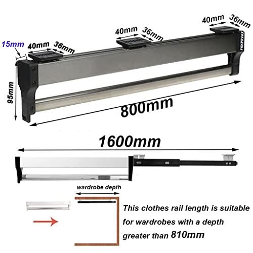 【並行輸入品】Clothes Hanger Rod Telescopic Pull out Type 30 80 Cm, Wardrobe Hの画像