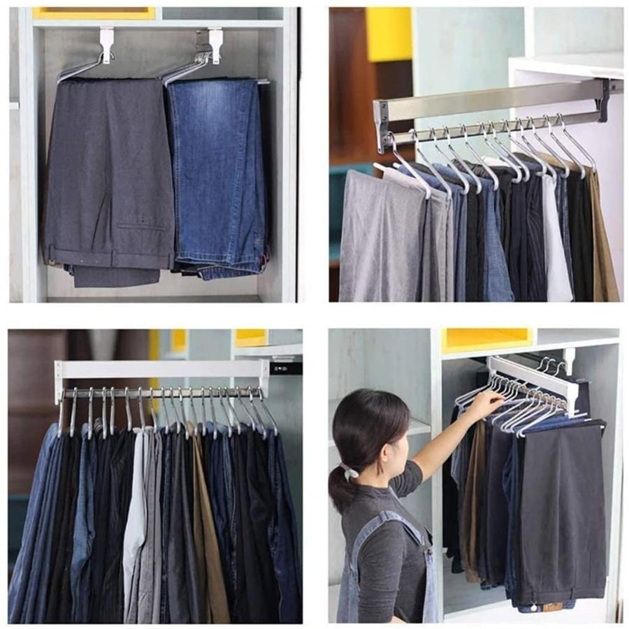 【並行輸入品】Clothes Hanger Rod Telescopic Pull out Type 30 80 Cm, Wardrobe Hの画像