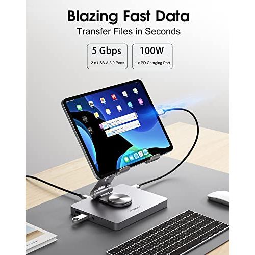 iPad Pro Docking Station, 8 in 1 USB C Hub, Type C Tablet Stand  並行輸入品｜import-tabaido｜08