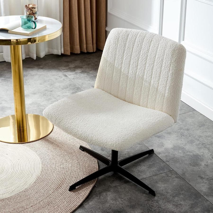 【並行輸入品】Goujxcy Home Office Chair  Modern Mid-Back Tufted Faux Fur Computの画像