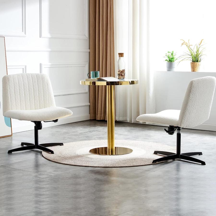 【並行輸入品】Goujxcy Home Office Chair  Modern Mid-Back Tufted Faux Fur Computの画像