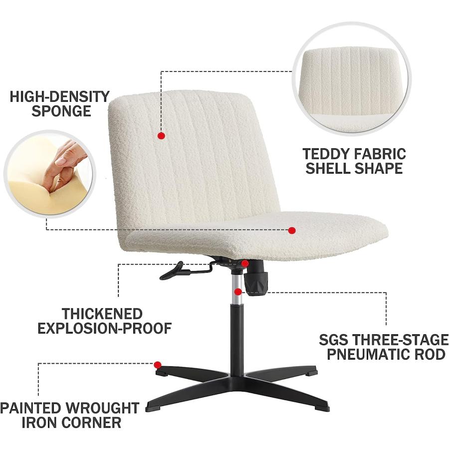 【並行輸入品】Goujxcy Home Office Chair  Modern Mid-Back Tufted Faux Fur Computの画像