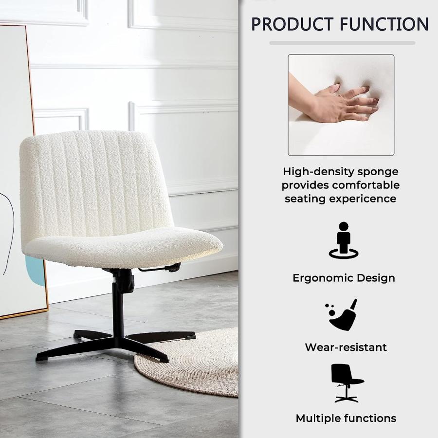 【並行輸入品】Goujxcy Home Office Chair  Modern Mid-Back Tufted Faux Fur Computの画像