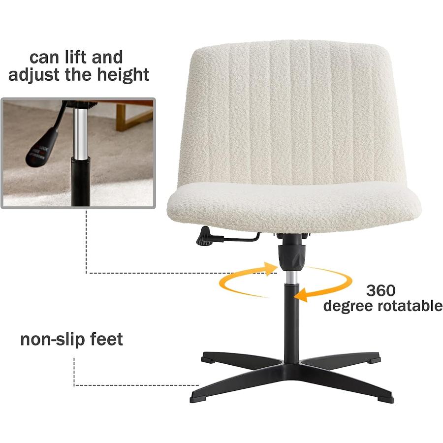 【並行輸入品】Goujxcy Home Office Chair  Modern Mid-Back Tufted Faux Fur Computの画像