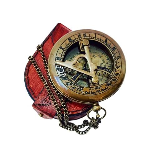 並行輸入品】ARTISTERIO 航海真鍮日時計コンパス レザーケースと