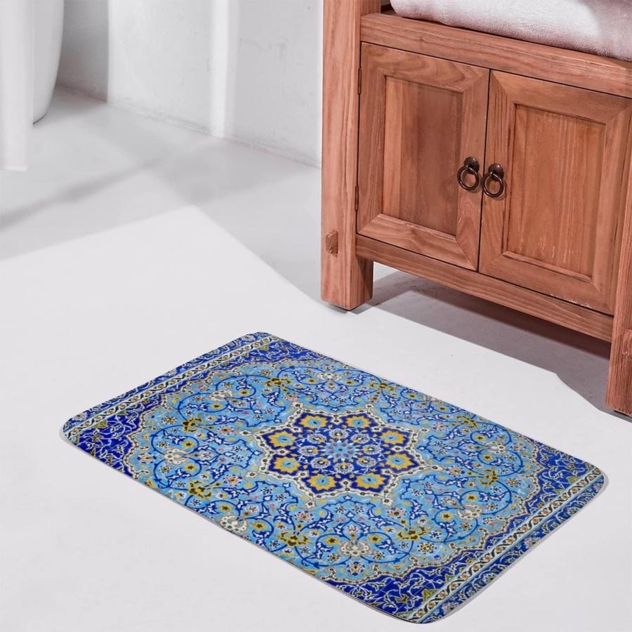 【並行輸入品】LTAETHC Kitchen Rug Floor Mat Blue Broken Flowers Bohemian Paintの画像