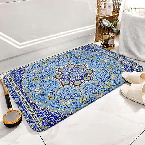 【並行輸入品】LTAETHC Kitchen Rug Floor Mat Blue Broken Flowers Bohemian Paintの画像