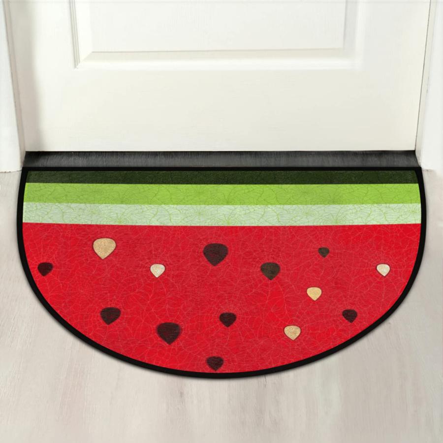 【並行輸入品】Apular Half Round Door Mat Watermelon Fruit Pattern Summer Fruitの画像