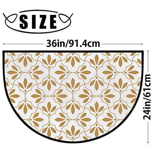 【並行輸入品】Apular Marble Print Half Round Door Mat Indoor Entrance, Emeraldの画像