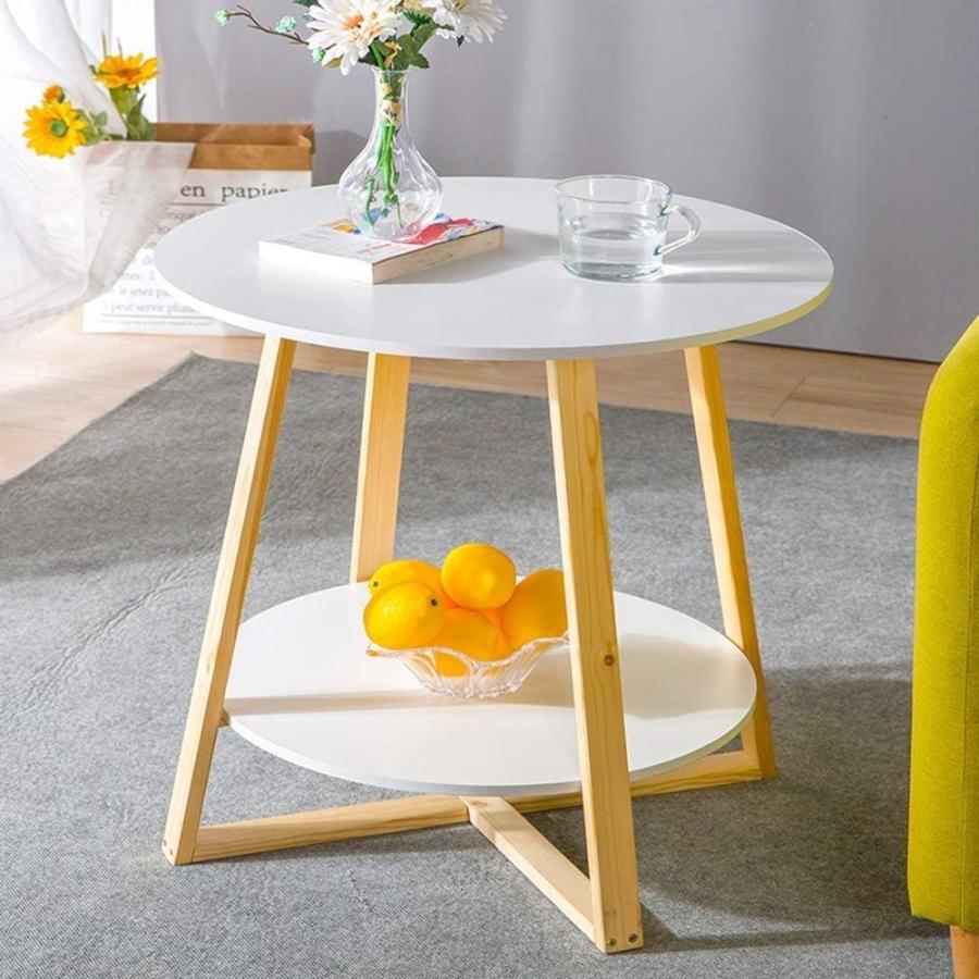 【並行輸入品】ZHYH Little Round Table Coffee Sofa Side 2 Tier Round Bedside Tel　並行_2
