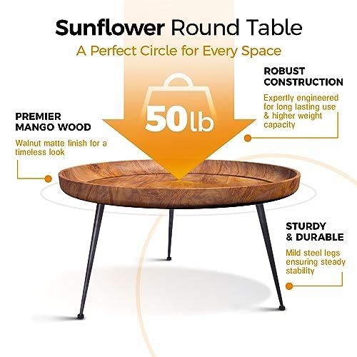 【並行輸入品】Handmade Mango Wooden Coffee Table Natural Brown Finish with R_7