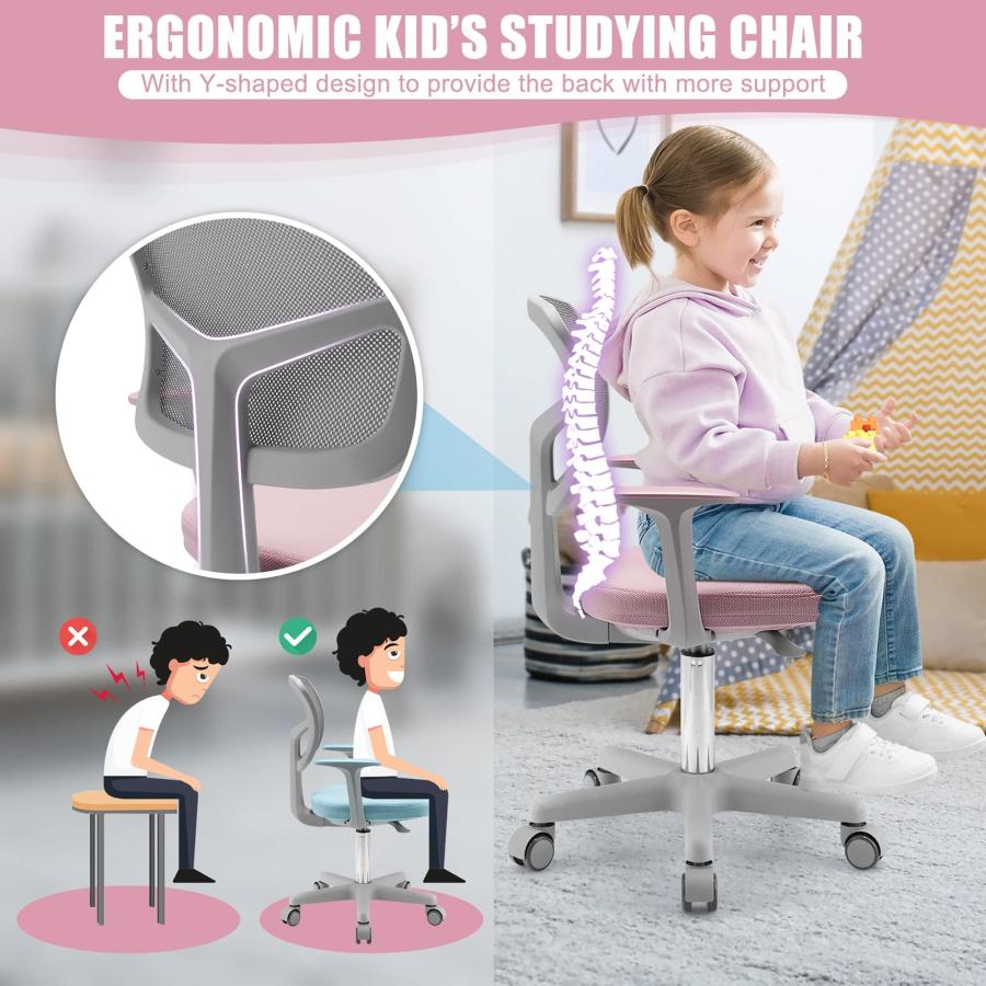 【並行輸入品】Ergonomic Kids Desk Chair Adjustable Height Children Study Chair_9