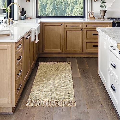 【並行輸入品】MitoVilla Boho Bathroom Small Rug 2'x3'， Tan Cream Cotton Woven_4