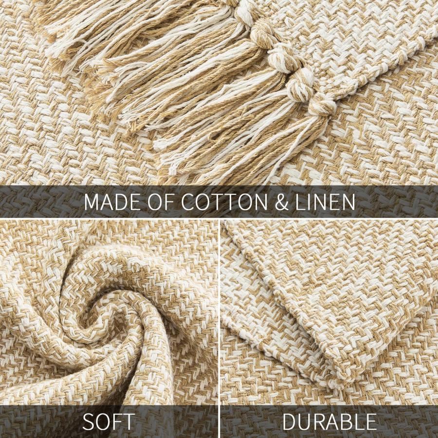【並行輸入品】MitoVilla Boho Bathroom Small Rug 2'x3'， Tan Cream Cotton Woven_6