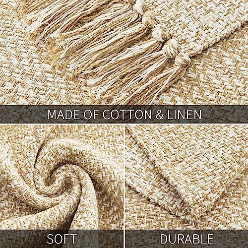 【並行輸入品】MitoVilla Boho Bathroom Small Rug 2'x3'， Tan Cream Cotton Woven_7