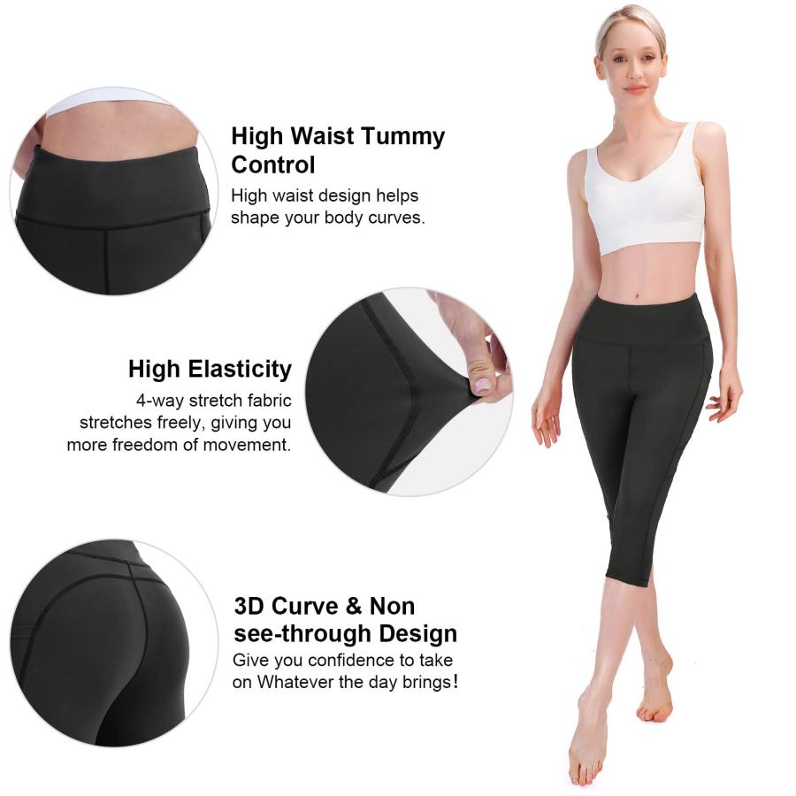 【並行輸入品】vnnink Capri Leggings for Women，high Waisted Yoga Pants with poc_3