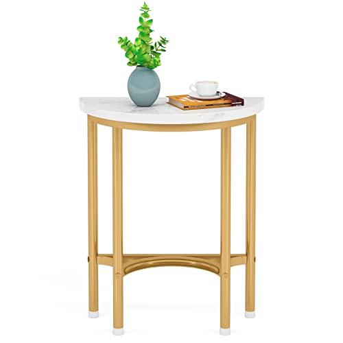 【並行輸入品】LITTLE TREE 人工大理石エンドテーブル 奥行9.87インチ x 幅19.72インチ x 高さ23.62インチ ホワイトと