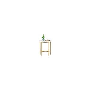 【並行輸入品】LITTLE TREE 人工大理石エンドテーブル 奥行9.87インチ x 幅19.72インチ x 高さ23.62インチ ホワイトと