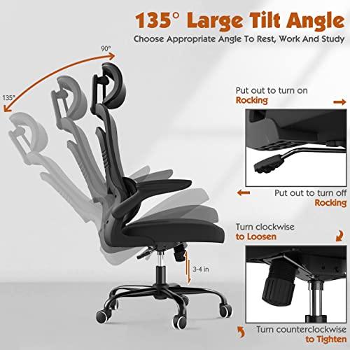 【並行輸入品】SOMEET エルゴノミックメッシュオフィスチェア ランバーサポート ハイバックオフィスチェア 跳ね上げアーム付き メッシュコンピ_4