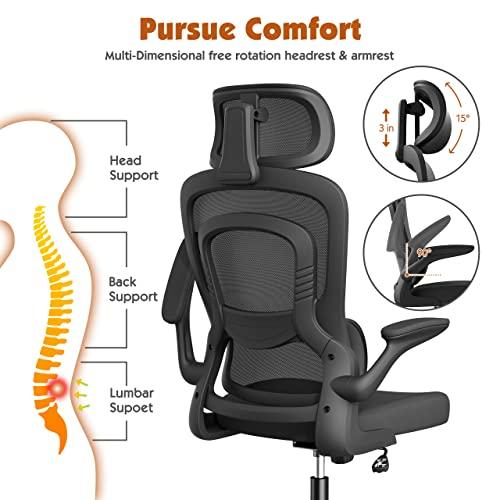 【並行輸入品】SOMEET エルゴノミックメッシュオフィスチェア ランバーサポート ハイバックオフィスチェア 跳ね上げアーム付き メッシュコンピ_7